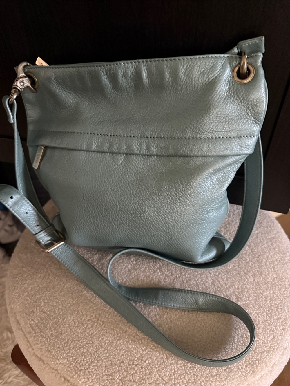 HOBO Pebble Leather Crossbody Bag in Sage Teal Gunmetal Hardware